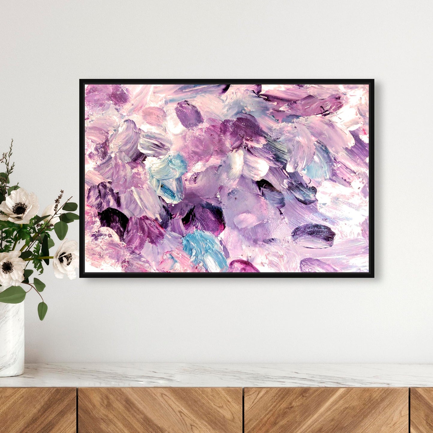Oliver Gal Amethyst Gardens Canvas Print Wall Art for Living Room, Bedroom, and Bathroom, 24" x 16", Black Floater Frame