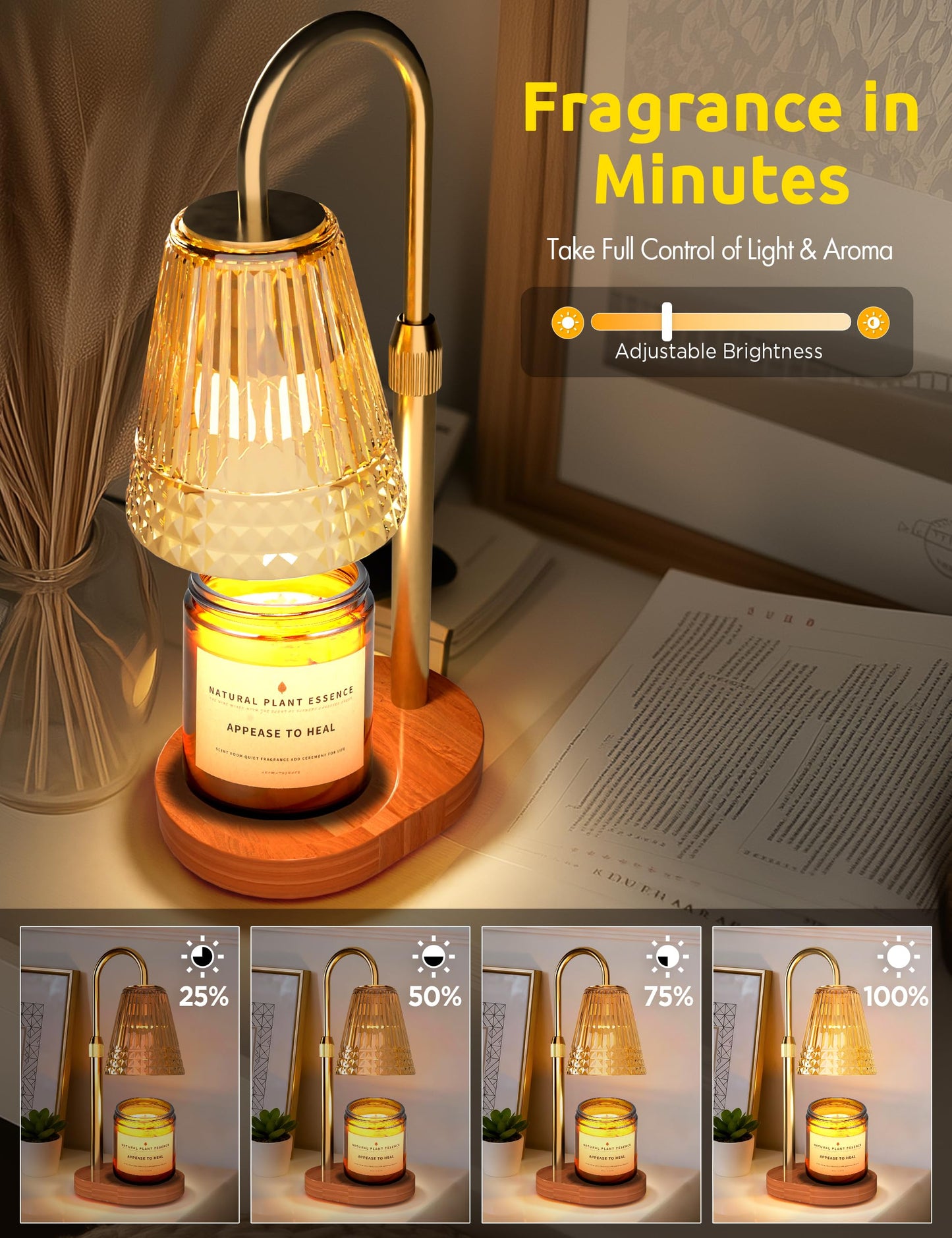 Candle Warmer Lamp with Timer Dimmer, Adjustable Wax Warmer for Jar Candles