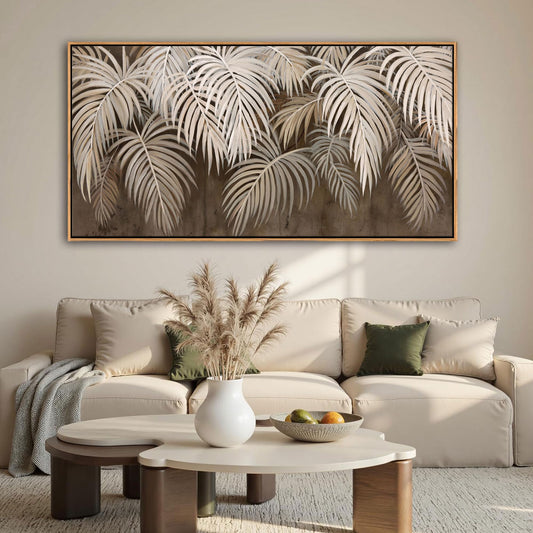 Boho Wall Art - Modern Minimalist Brown Canvas Artwork,Neutral Pictures for Living Room Textured Large Wall Art for Bedroom Wall Decor Framed Paintings 20×40IN