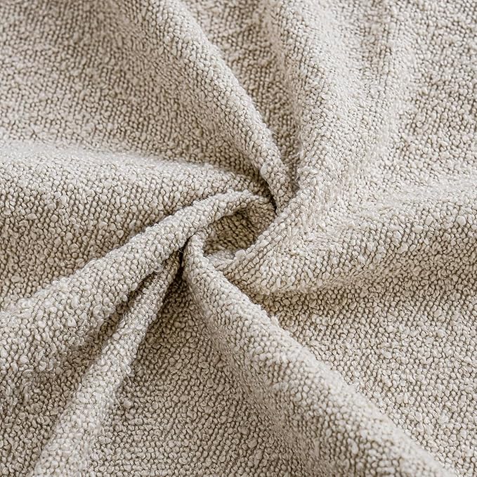Foindtower Textured Boucle Throw Pillow Covers Accent Solid Lumbar Pillow Cases Cozy Soft Decorative Couch Cushion Case for Chair Sofa Bedroom Living Room Home Decor, 12 x 20 Inch,Light Beige