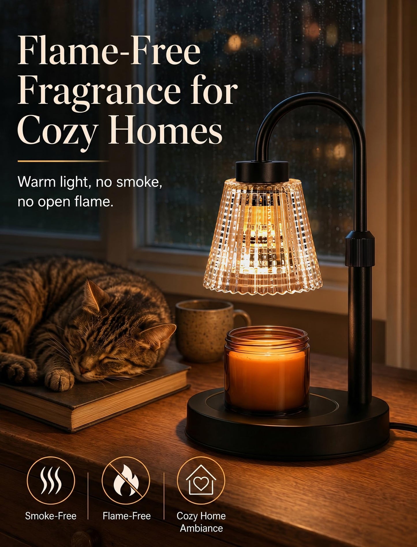 Girece Candle Warmer Lamp with Timer and Dimmer, Adjustable Height Electric Candle Warmer for Jar Candles, 2 Bulbs, Birthday Gifts for Women, Modern Home Decor Housewarming Gifts New Home
