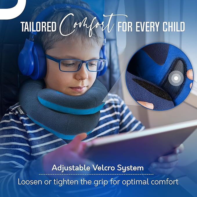 BCOZZY Kids Travel Neck Pillow (8-12 Y/O) – Patented Soft Child Pillow for Head & Chin Support in Car, Airplane, and Road Trip Sleeping. Adjustable Size. Carry Bag. Fully Washable. Medium, Pink