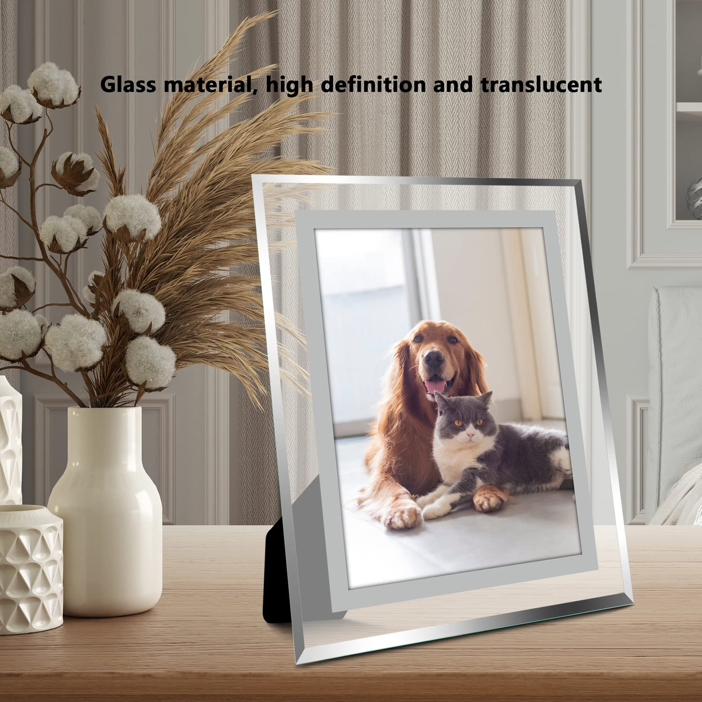 Vienrose 5x7 Picture Frame Set of 2, Clear Glass Photo Frames with Silver Edge, Horizontal or Vertical Display for Tabletop, Desk, Home, Office Decoration Fits 5x7 Photos Easy Photo Swap Gift Ready