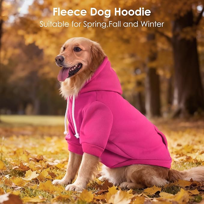 BAOBICUTE Dog Basic Hoodie Soft Dog Clothes Cold Weather Sweaters for Medium Large Dogs Cozy Fabric Warm Sweatshirt with Leash Hole (Rose Pink, XS (Back: 10.24",Chest: 14.96", Neck: 11.42"))