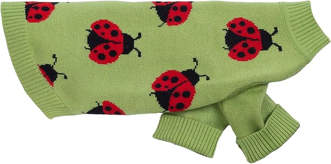 Fitwarm Ladybug Dog Sweater, Warm Dog Winter Clothes for Small Dogs Boy Girl, Pet Outfit, Green, Red, Black, XS