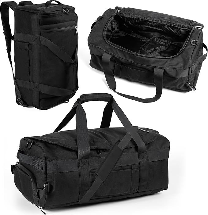 3-in-1 Duffle Bag Backpack for Men & Women –Travel Backpack with Cup Holder, Shoe & Laptop Compartment with Ventilation for Gym, Workout, Weekender, Traveling - 8.5 x 18.9 x 10.6 Inches