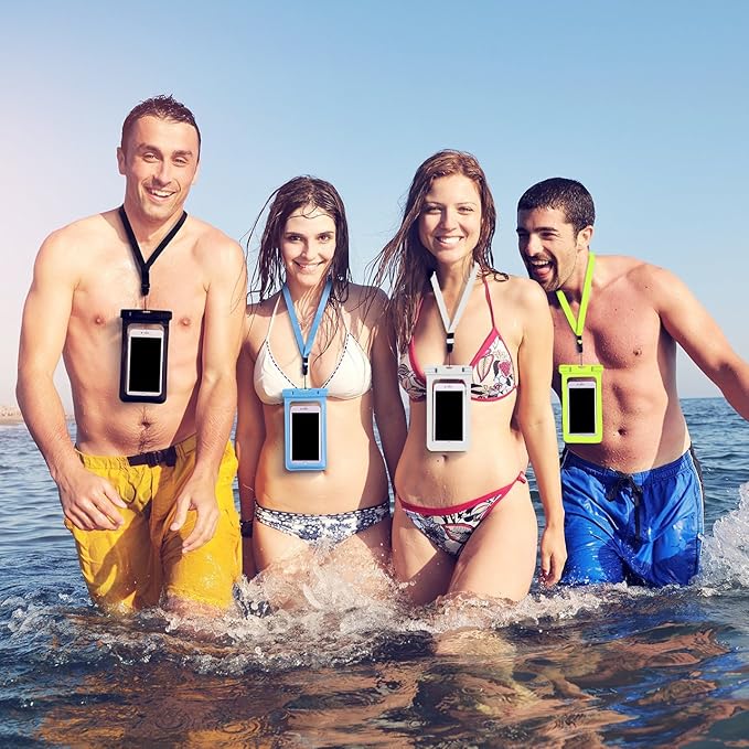 Universal Waterproof Phone Case, 4-Pack IPX8 Water Proof Phone Pouch Clear Cell Phone Dry Bag for Water Games for iPhone 17 16 15 14 13 12 Pro MAX Plus Galaxy S24 S23 S Note Google UP to 7.5"