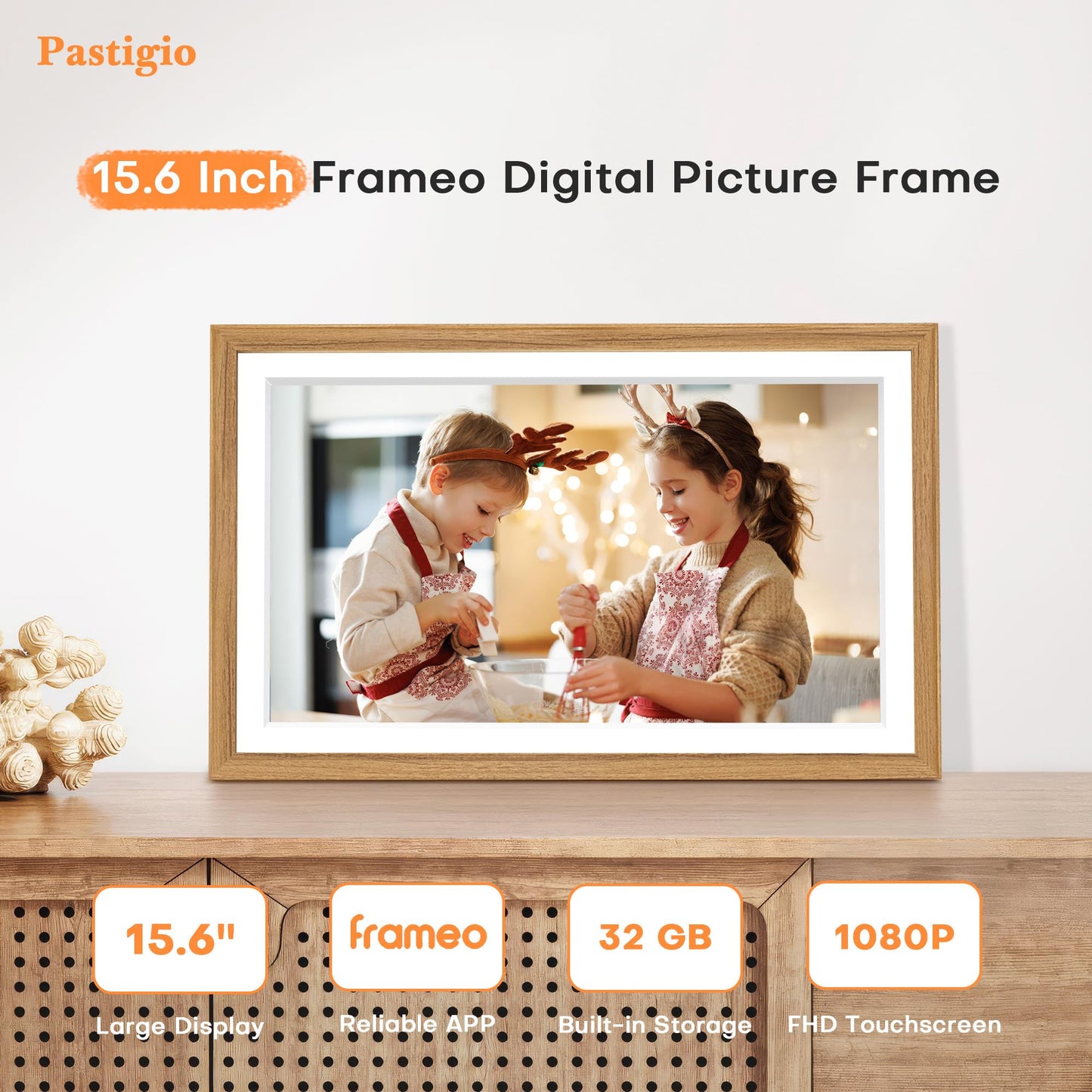 Frameo Digital Picture Frame 2 Pack, 1pc 15.6 inch Photo Frame Electronic 32GB Memory, 1920 * 1080 Touch Screen, 1pc 15.6 inch 1920 * 1080 Digital Photo Frame 32GB Memory, Auto-Rotate, Share Photo Vid