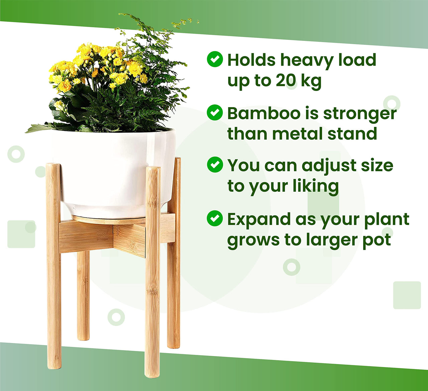 ZPirates Plant Stand for Indoor - Adjustable, Bamboo