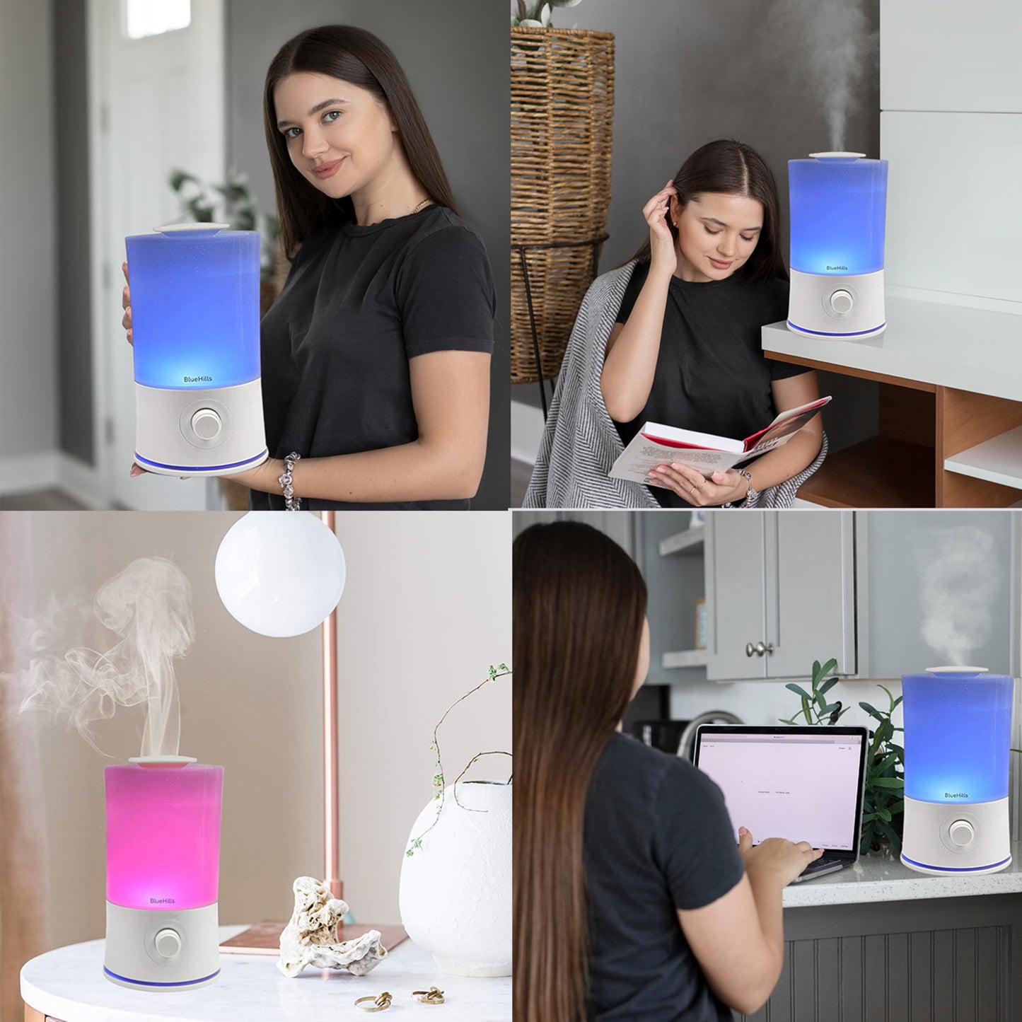 BlueHills Premium 2000 ML XL Large Essential Oil Diffuser Aromatherapy Humidifier for Large Room Home 40 Hour Run Huge Coverage Area 2 Liter Extra Large Capacity Huge Diffuser High Mist White E001