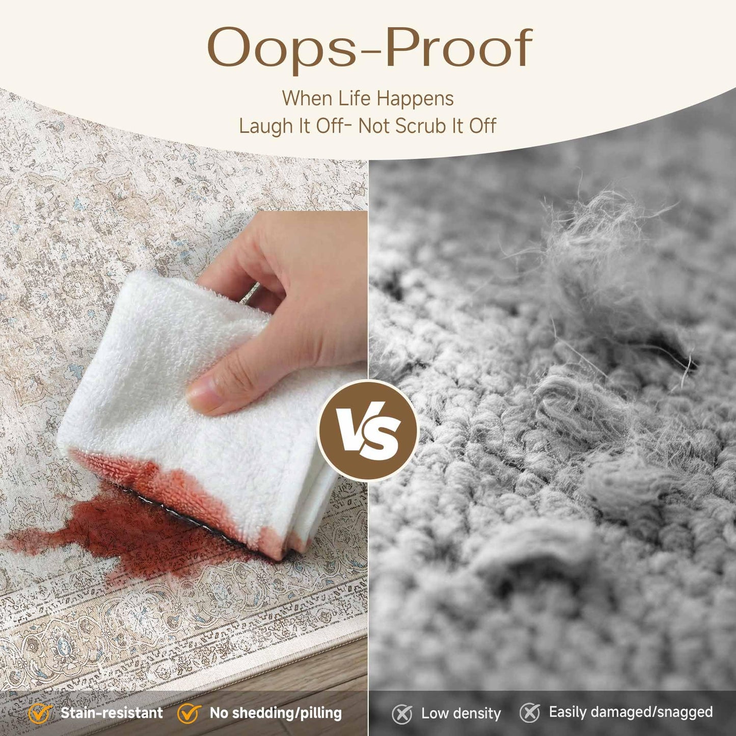 WondRg 8x10 Washable Vintage Area Rug for Living Room Bedroom Beige Grey Soft Tranditional Non Slip Large Throw Rug Lightweight Floral Low Pile Distressed Carpet Office Playroom Dining Room