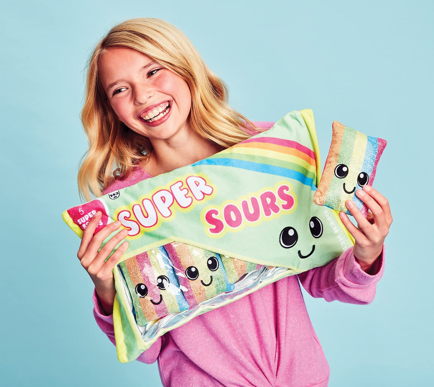 iscream Play with Your Food! Super Sours Strawberry Scented Fleece Play Pillow Set with Embroidered Accents