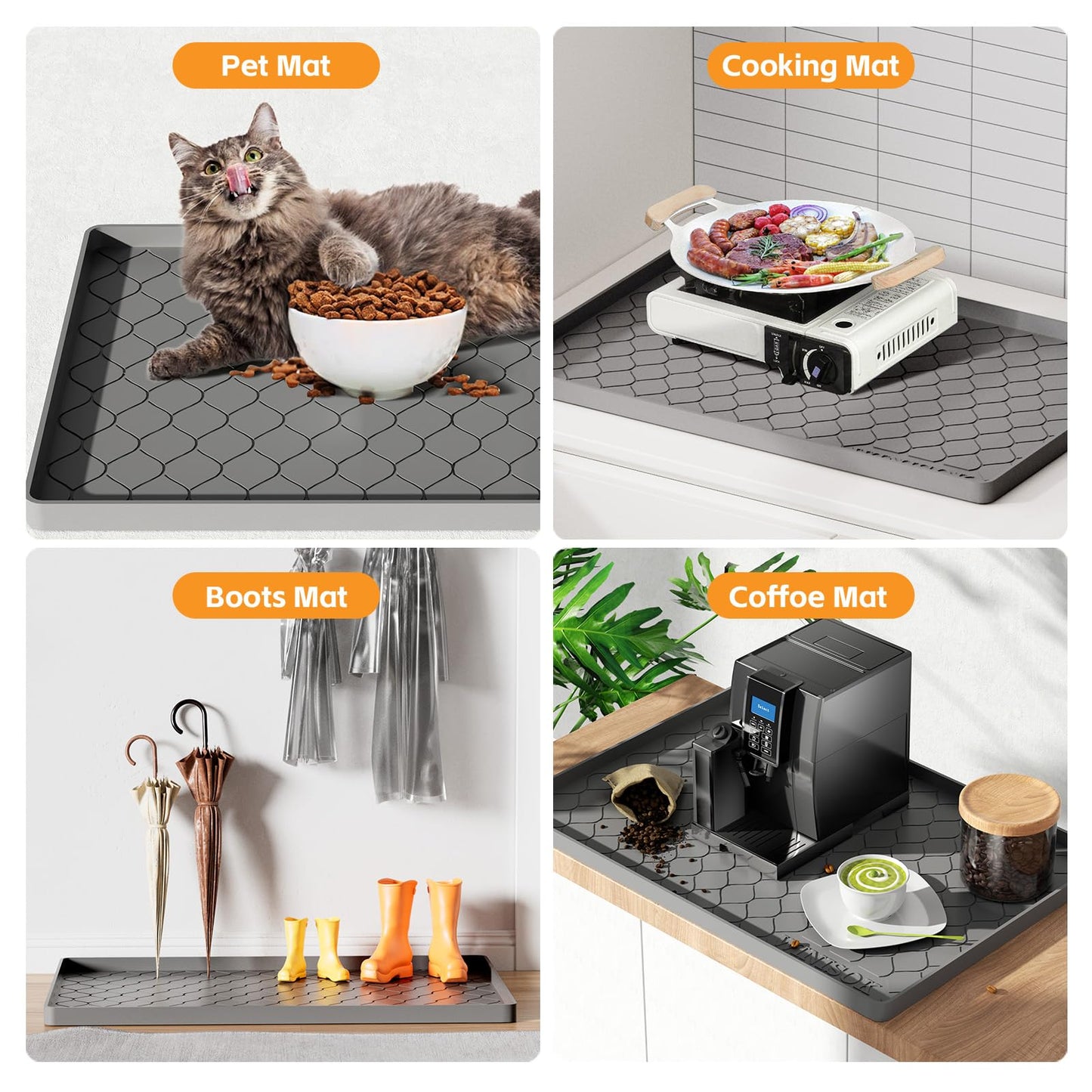 Winisok Silicone Under Sink Mat 22" x 19", kitchen Essentials and Gadgets, Shelf liner and Cabinet Protector, Home Organizers and Storage, Waterproof Bathroom Tray