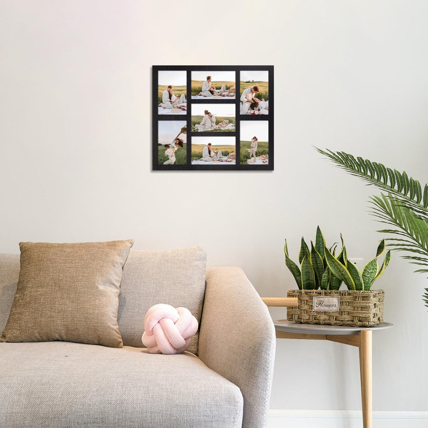YESKAY 4x6 Picture Frame Collage for Wall Decor, Multiple Photo Collage Frames with Tempered Glass, 7-Opening for 4 x 6 Picture Frames, Rustic Black, 1 Pack