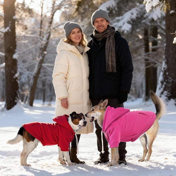 BAOBICUTE Dog Basic Hoodie Soft Dog Clothes Cold Weather Sweaters for Medium Large Dogs Cozy Fabric Warm Sweatshirt with Leash Hole (Rose Pink, S (Back: 12.6",Chest:18.11", Neck: 13.78"))