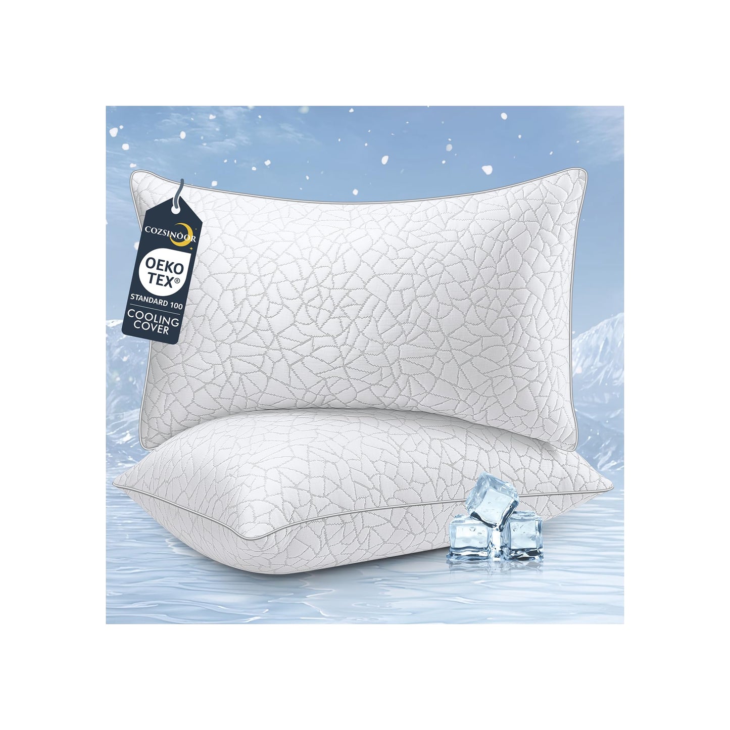 COZSINOOR King Size Bed Pillows - Breathable Premium Down Alternative Pillows Set of 2 for Side, Back, and Stomach Sleepers Cooling Hotel Quality Fluffy Soft Microfiber Fill Skin-Friendly