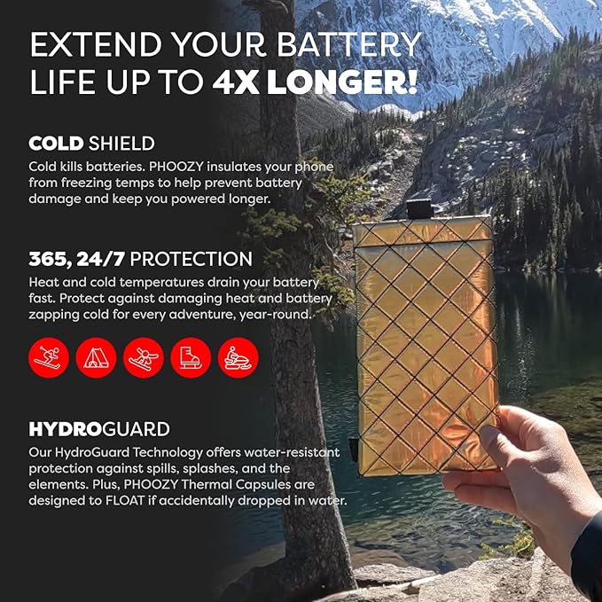 PHOOZY Apollo II Thermal Phone Case Cold Weather Insulated Pouch | Extends Battery Life 4X | NASA Tech Skiing Snowboard Accessories | Military Grade | Medium - Gold