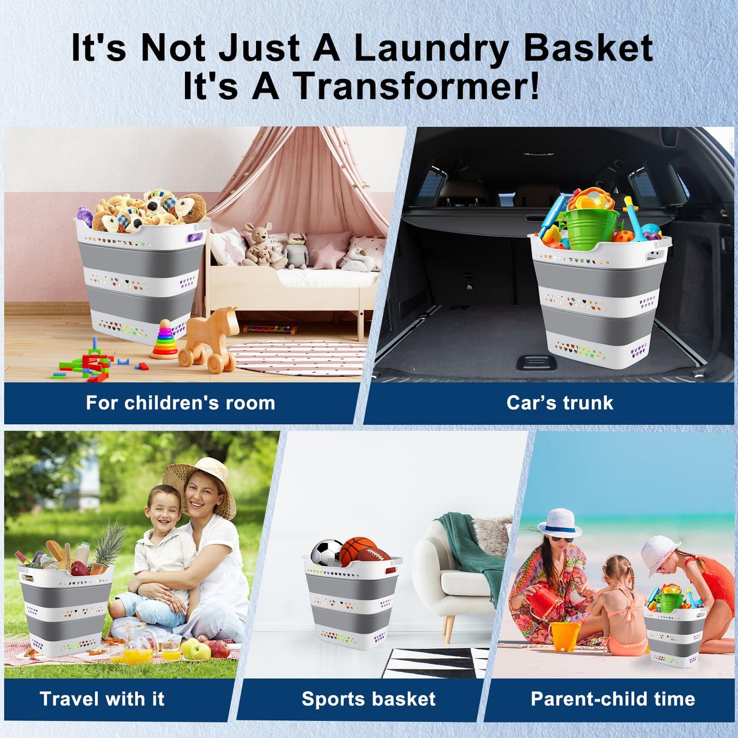 ALYSTER Collapsible Laundry Basket 42L Foldable Pop-Up Laundry Hamper Saving Dirty Clothes Hamper Container for Home, Dorm