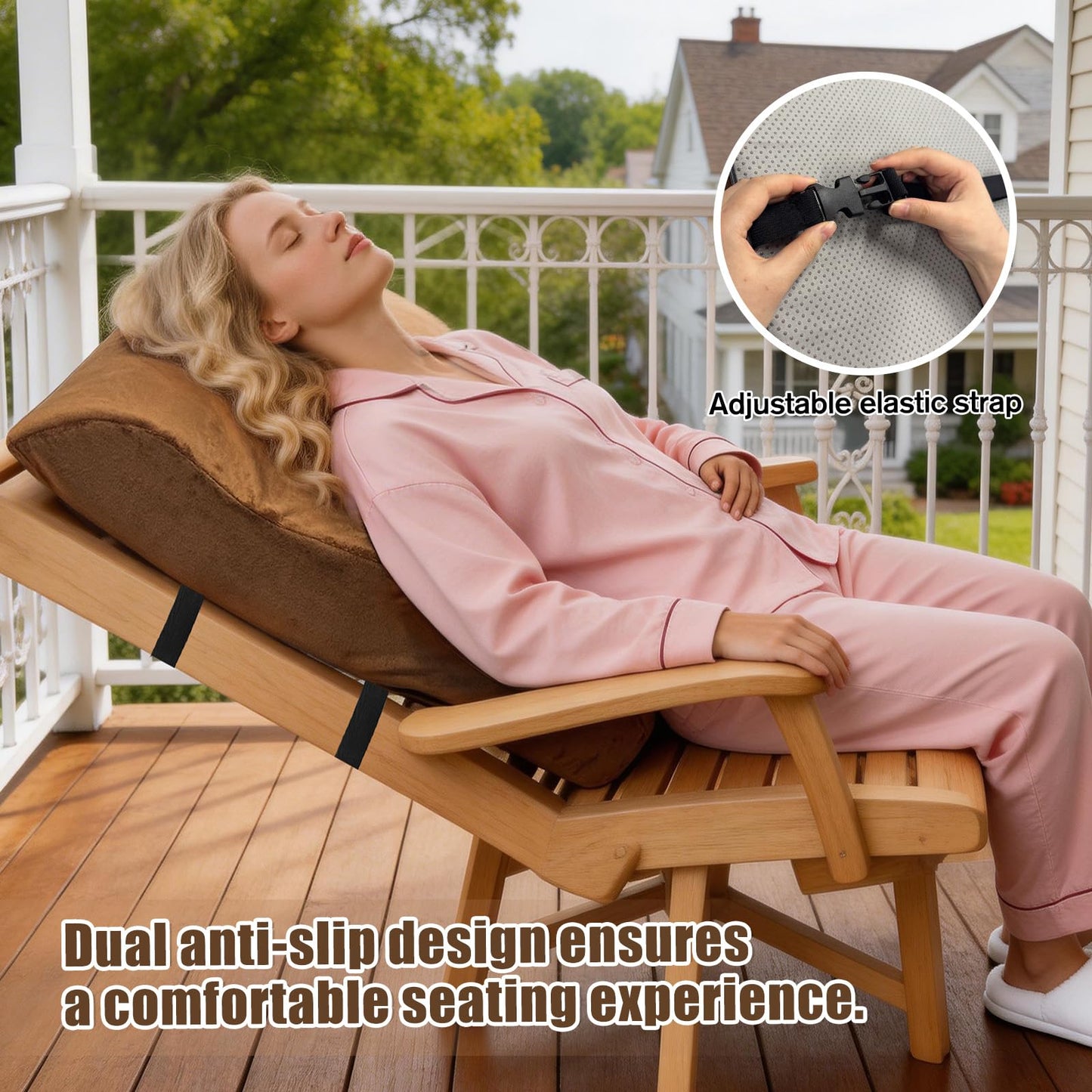 Recliner Neck and Lumbar Support Pillow, 2 in 1 Ergonomic Foam Cushion with Anti-Slip Backing & Adjustable Straps for Chair, Sofa, or Glider