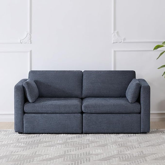 CHITA Small Modular Sectional Fabric Sofa Set, Extra Comfty Loveseat Cloud Couch, FSC Certified Modular Sectional Couch for Living Room, 78 inch Width,2 Seat Modular Sofa, Blue