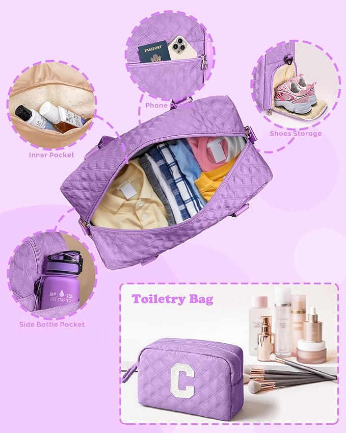 Elilier Travel Bags, Gifts for Friends Female Women, Initial Travel Duffel Bag, Gym Bag, Personalized Weekender Bag, Friend Wedding Girlfriend Birthday Gifts for Teen Girls, Graduation Gifts
