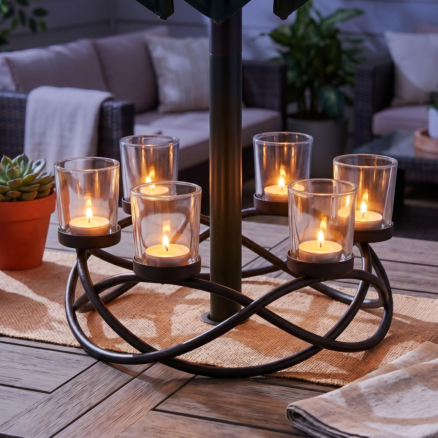 Seraphic Centerpieces for Tables, Votive Candle Holder, 6-Cup, Black/Clear