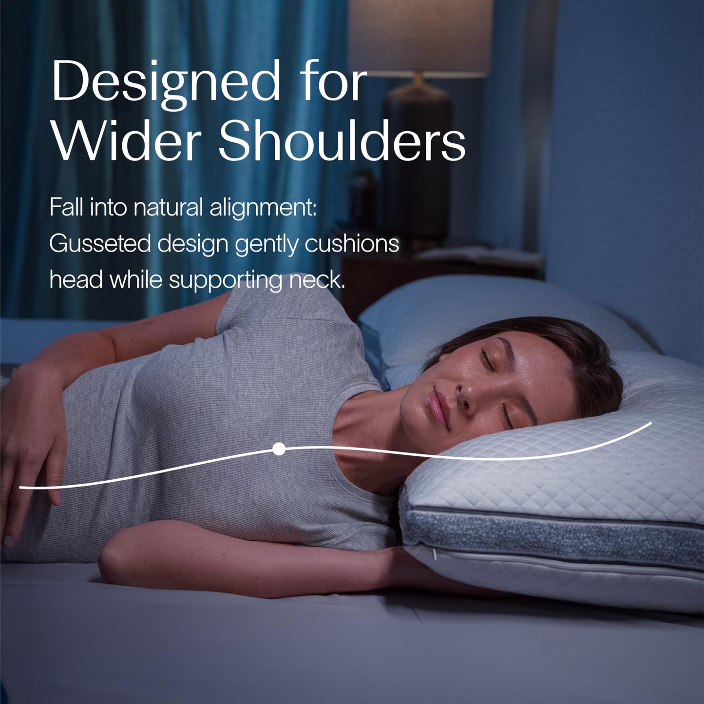 DreamyBlue Gusseted Sapphire Pillow • Adjustable Loft, Luxury Cover, Shredded Memory Foam Fill w/Airflow Beads •Ideal for Wide Shoulders •Neutral Alignment for All • CertiPUR-US Certified Foam (King)