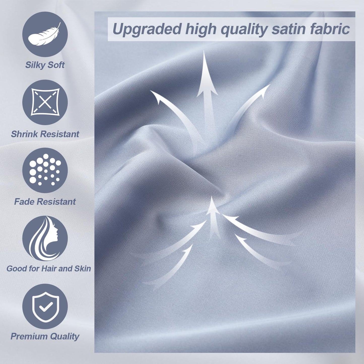 Windkream Silky Satin Pregnancy Pillow Cover, Only Pillowcase, L Shaped Snuggle Maternity Body Pillowcase for Cooling Skin Hair Full Body Pillow Cover with Hidden Zip for Side Sleeper