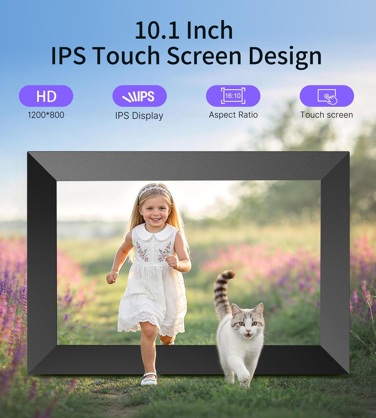Uhale 10.1" Digital Picture Frame with 32GB Storage Support SD Card, Electronic Photo Frames with 1280x800 HD IPS Touch Screen, Instantly and Securely Share Memories, Send Wishes from Anywhere