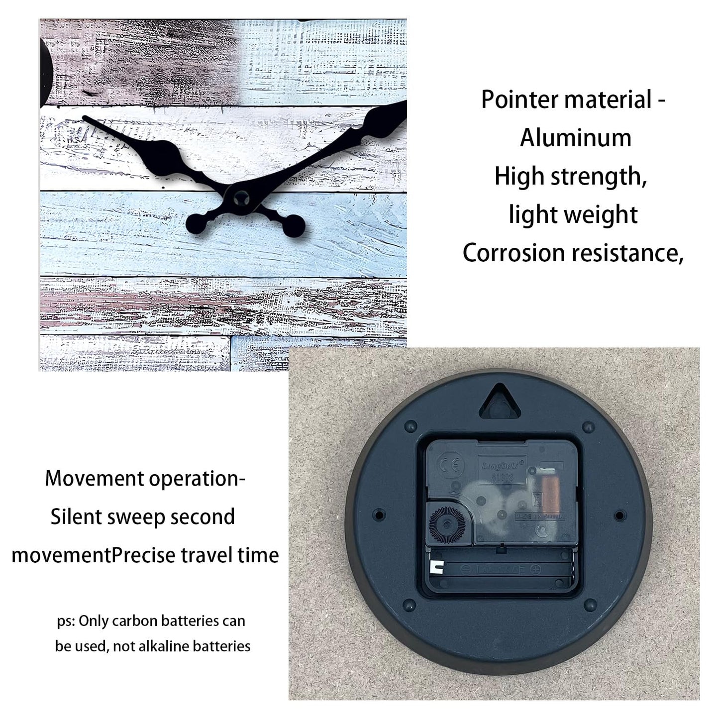 XNM 10 Inch Wood Farmhouse Clock for Bedroom Battery Powered Clock for Wall Quiet Wall Clock No Ticking(No Solid Wood, It is with MDF Material)
