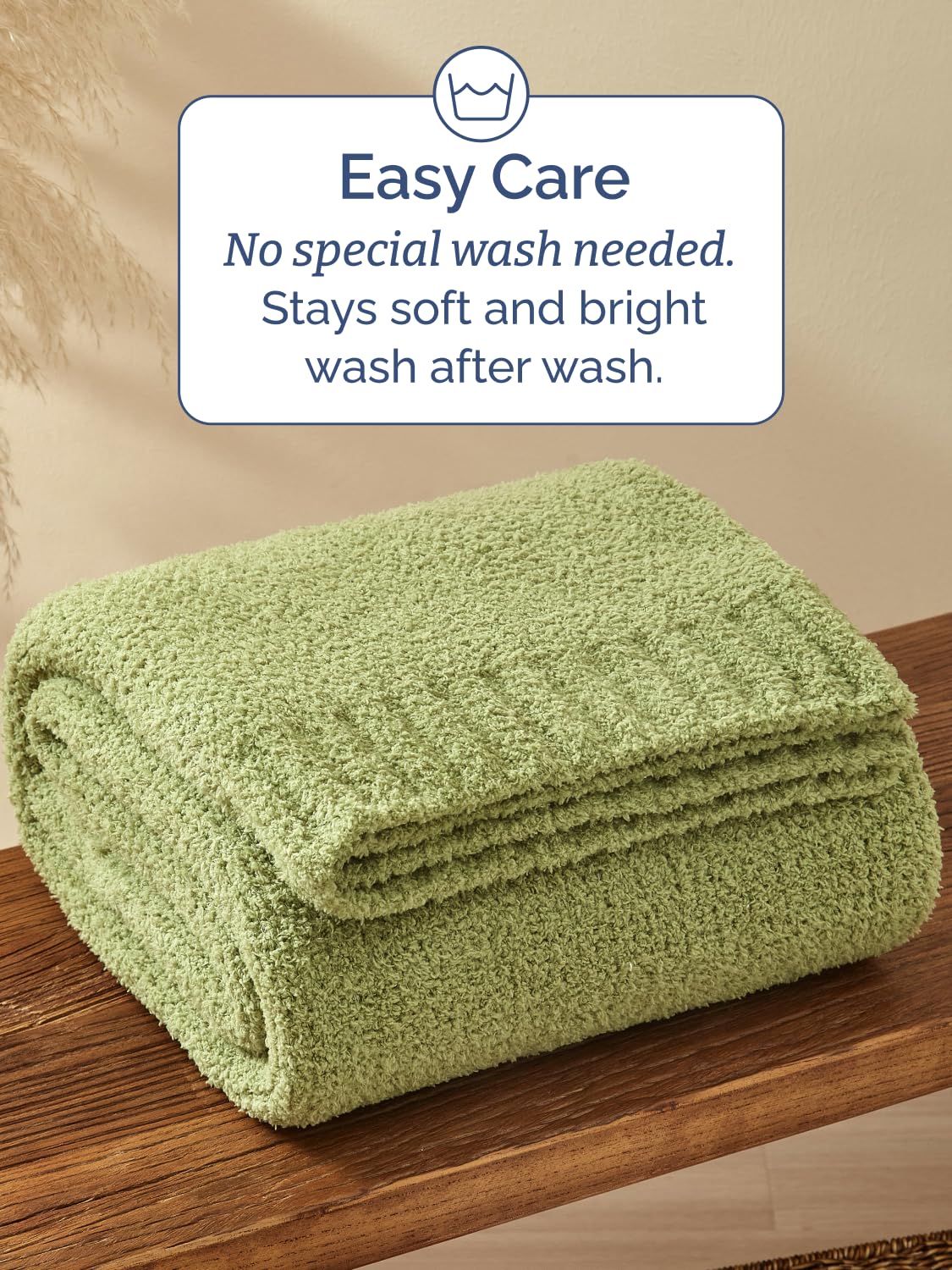 Sage Throw Blanket - Super Soft Throw for Couch, Bed, Sofa, Chair - Lightweight, Warm, Double Sided Knit - All Season Cozy, Fuzzy, Anti-Static Microplush Blanket for Women, Bedroom, Home Decor, 50x60