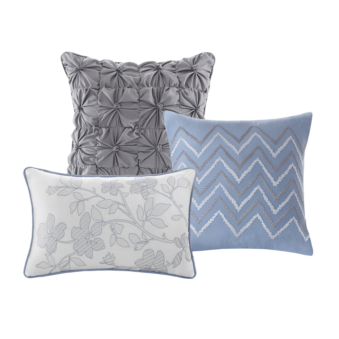 Madison Park Luna Quilt Modern Classic Design All Season, Breathable Coverlet Lightweight Bedding Set, Matching Shams, Decorative Pillow, King/Cal King(104"x94"), Floral Blue 6 Piece
