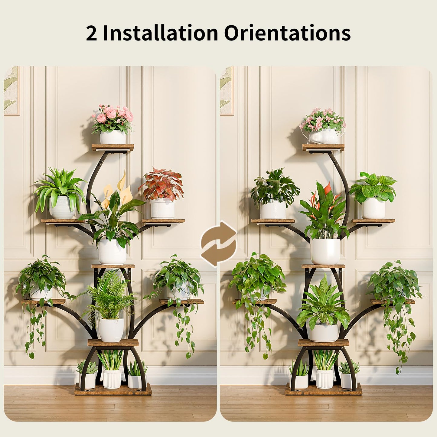 CODACE Plant Stand Indoor with Grow Lights, 6 Tiered Plant Shelf Indoor, 50" Corner Plant Stands for Indoor Plants, Lighted Tree-Shaped Plant Holder, Tall Flower Display Rack for Living Room