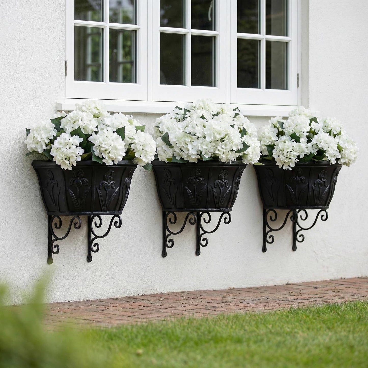 Daynight 4 Pcs Hydrangea Artificial Flowers Outdoor Silk Bouquets, UV Resistant Faux Hydrangeas Flowers for Table Vase Centerpieces Outside Party Wedding Baby Shower Home Outdoor Decor (4, White)