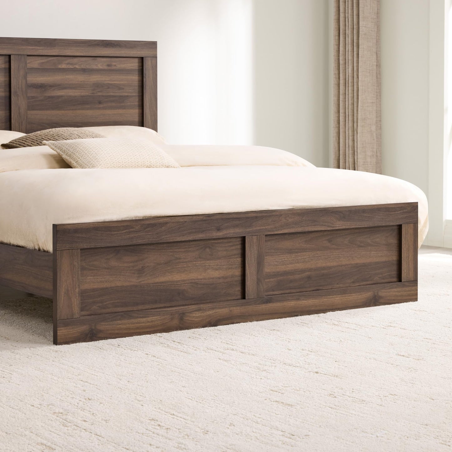 KISLOT Wood Bed Frame, Full Size Wooden Platform Bed Frame with Headboard and Footboard Mattress Foundation Farmhouse Bedroom Furniture No Box Spring Needed