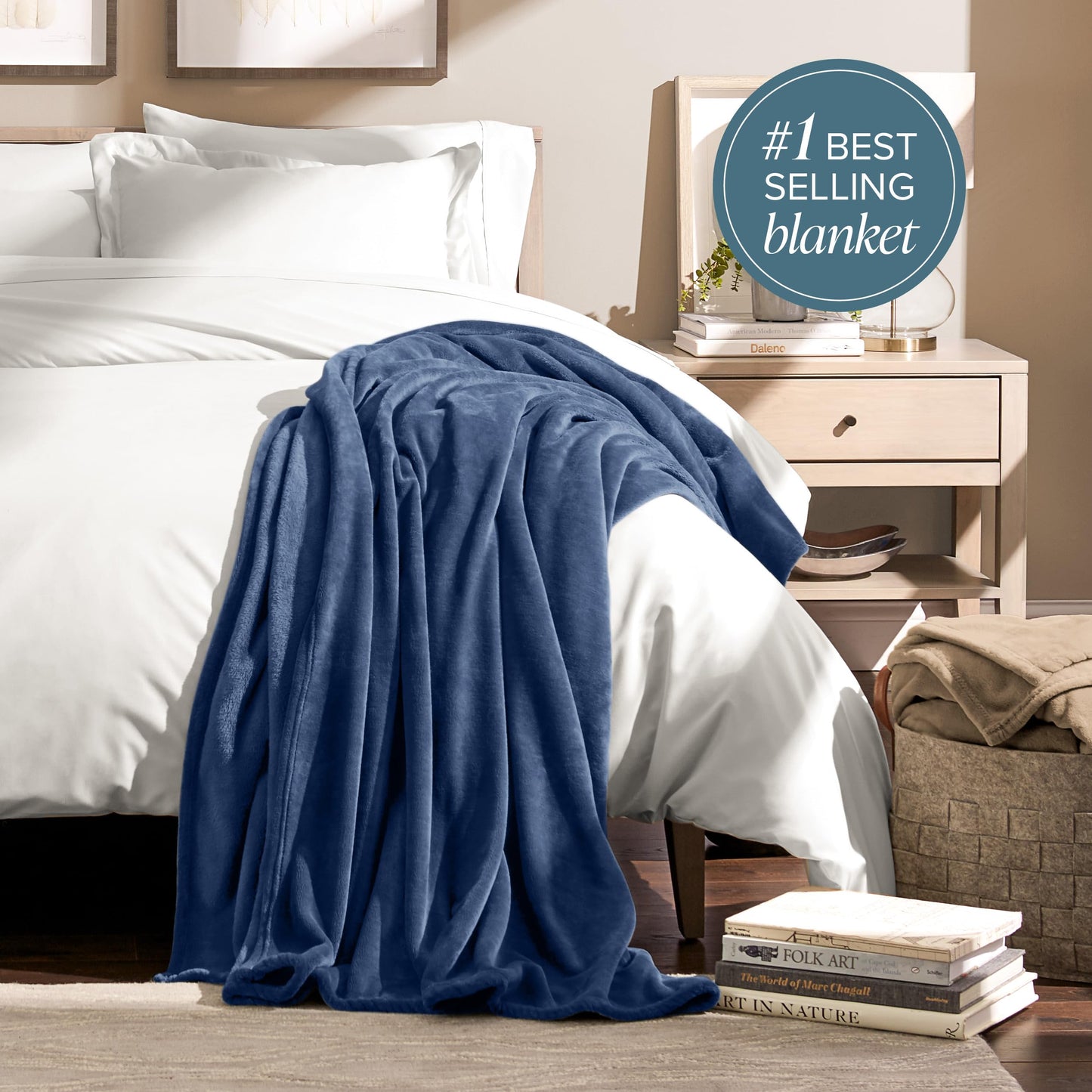 Bare Home Fleece Blanket - Full/Queen - Ultra-Soft Lightweight for Bed, Sofa, and Couch - Luxury Microplush - Cozy Warm Blanket (Full/Queen, Dark Blue)