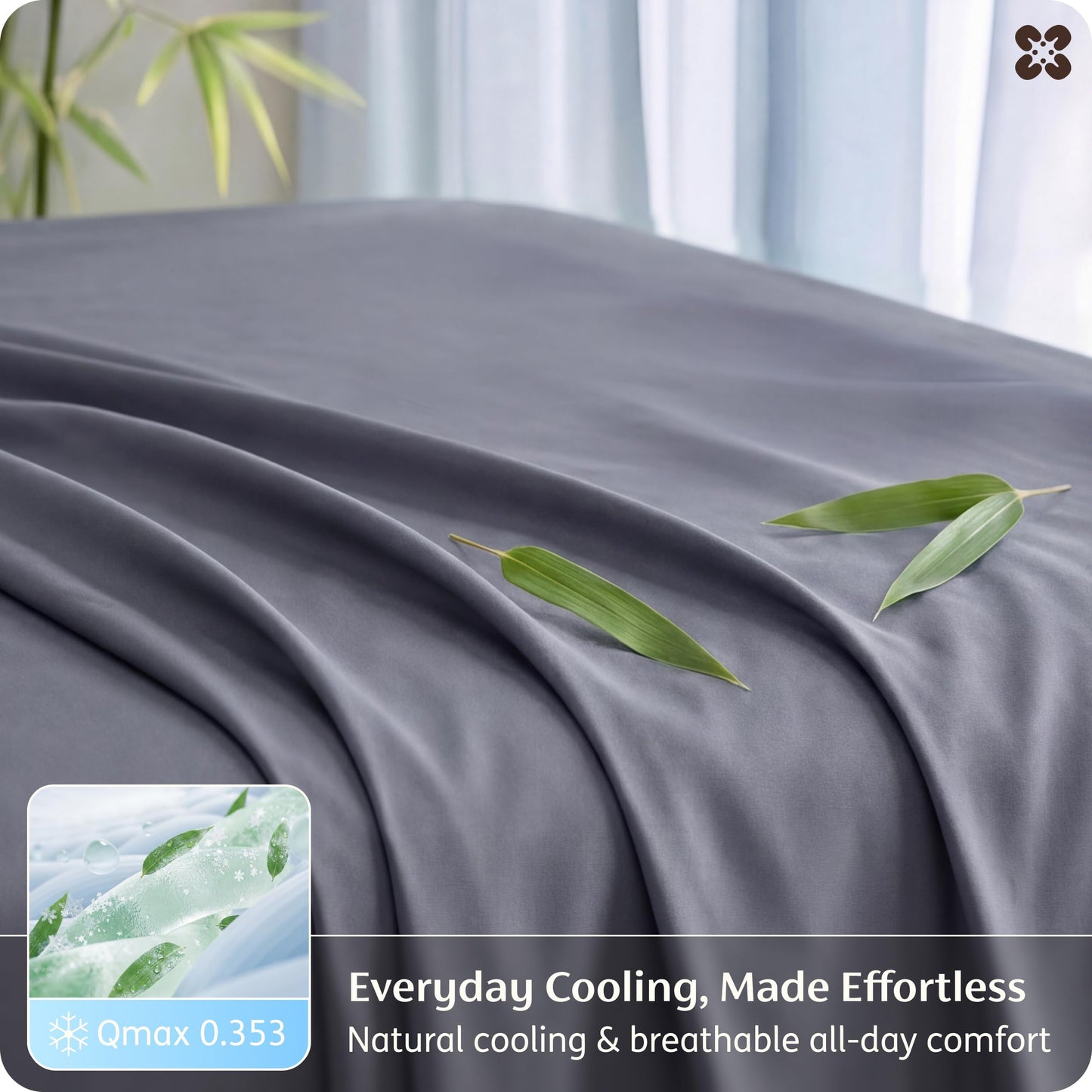 Bedsure King Size Sheets Set, Cooling Sheets for Hot Sleepers, Rayon Derived from Bamboo, PureWoven, Breathable & Soft, Deep Pocket Up to 16 Inches, Hotel Luxury Silky Bedding, Dark Grey