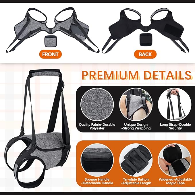 ROZKITCH Dog Lift Harness, Pet Rear Support Aid Veterinarian Approved Sling for Old K9 Help with Poor Stability, Back Leg Hip Disabled Joint Injury Elderly Arthritis ACL Rehabilitation Rehab Grey L
