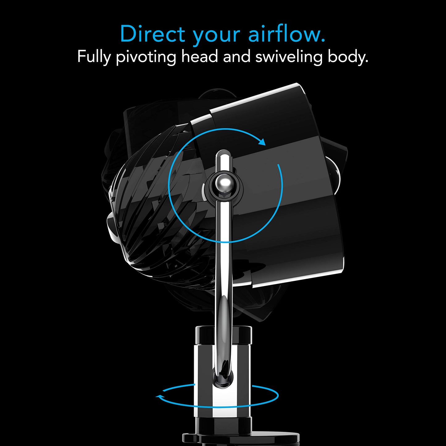 Vornado Pivot Clip Personal Air Circulator, 3-Speed, Portable Desk Fan with Multi-Surface Clip, 360-Degree Adjustable Axis, 9 in Tall, 4 in Diameter, Whisper Quiet, Black