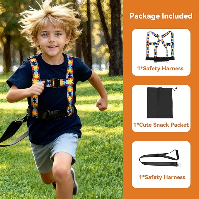 Topdatry Walking Safety Harness for Older Kids 3–12 Years, Adjustable Leash Vest for Special Needs, Autism, ADHD, with Strong Grab Handle for Public and Outdoor Safety