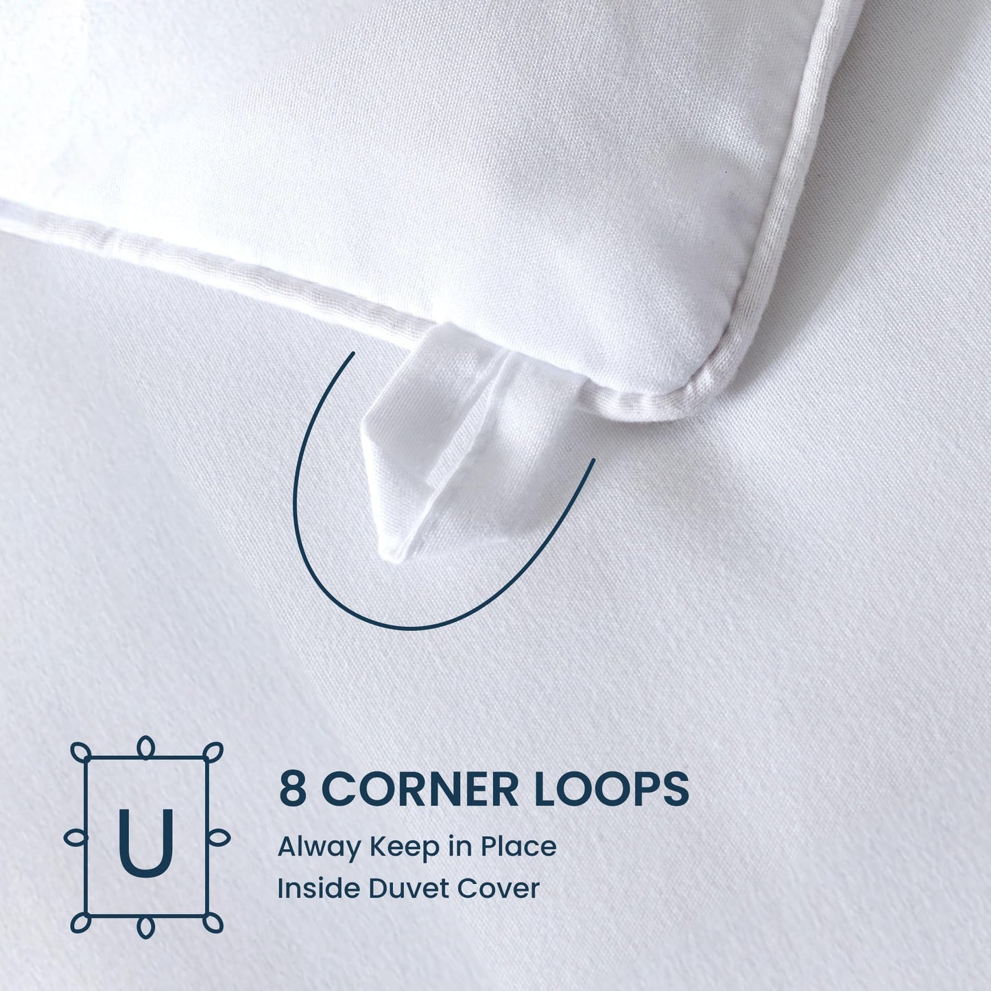 SLEEP ZONE Comforter Duvet Insert, King Size Quilted Reversible Comforters, Soft All Season Duvet, Down Alternative Breathable Bedding with 8 tabs, 2 Sides White 102 x 88 Inches