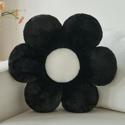 PLAYSKY Flower Pillow, Decorative Throw Pillows for Couch Bed, Cute Daisy Home Decor Flower Shaped Pillows for Bedroom Living Room (Black, 19.6 Inches)
