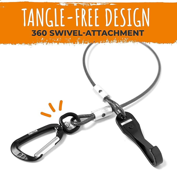 Mighty Paw Dog Seat Belt - Chew-Proof Metal Safety Restraint - Steel Braided Vehicle Tether - Rock Climbers Carabiner Included - Pet Car Leash Seat Belts - Dogs Car Safety Harness -Black, 40cm