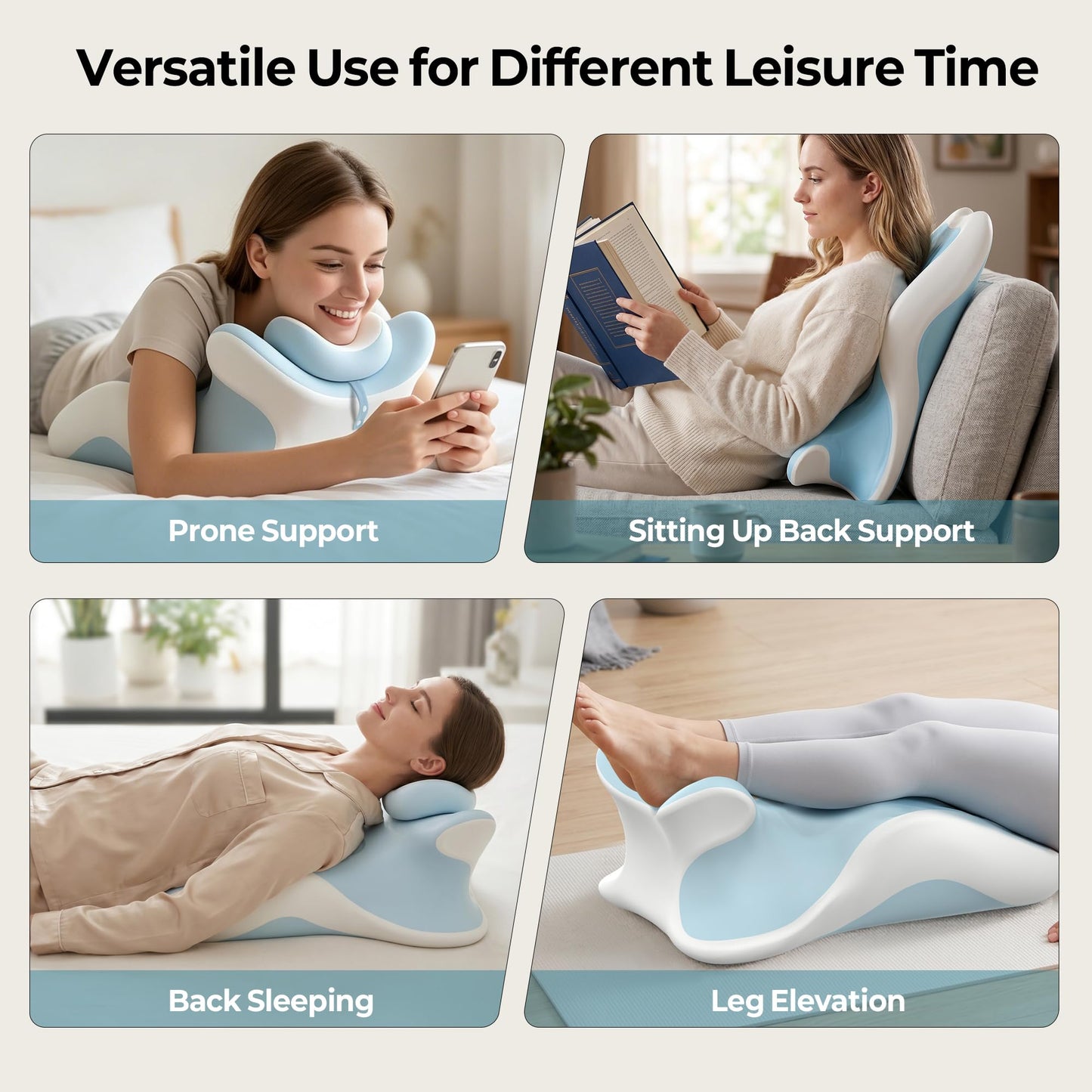 HAMYODO Chaise Lounges Indoor,Reading Pillow for Bed, Bed Rest Pillows for Prone Sleeping, Lumbar Support Sit Up Cushion, Memory Foam Wedge Pillow for Resting in Living Room & Bedroom,(BrightBlue)