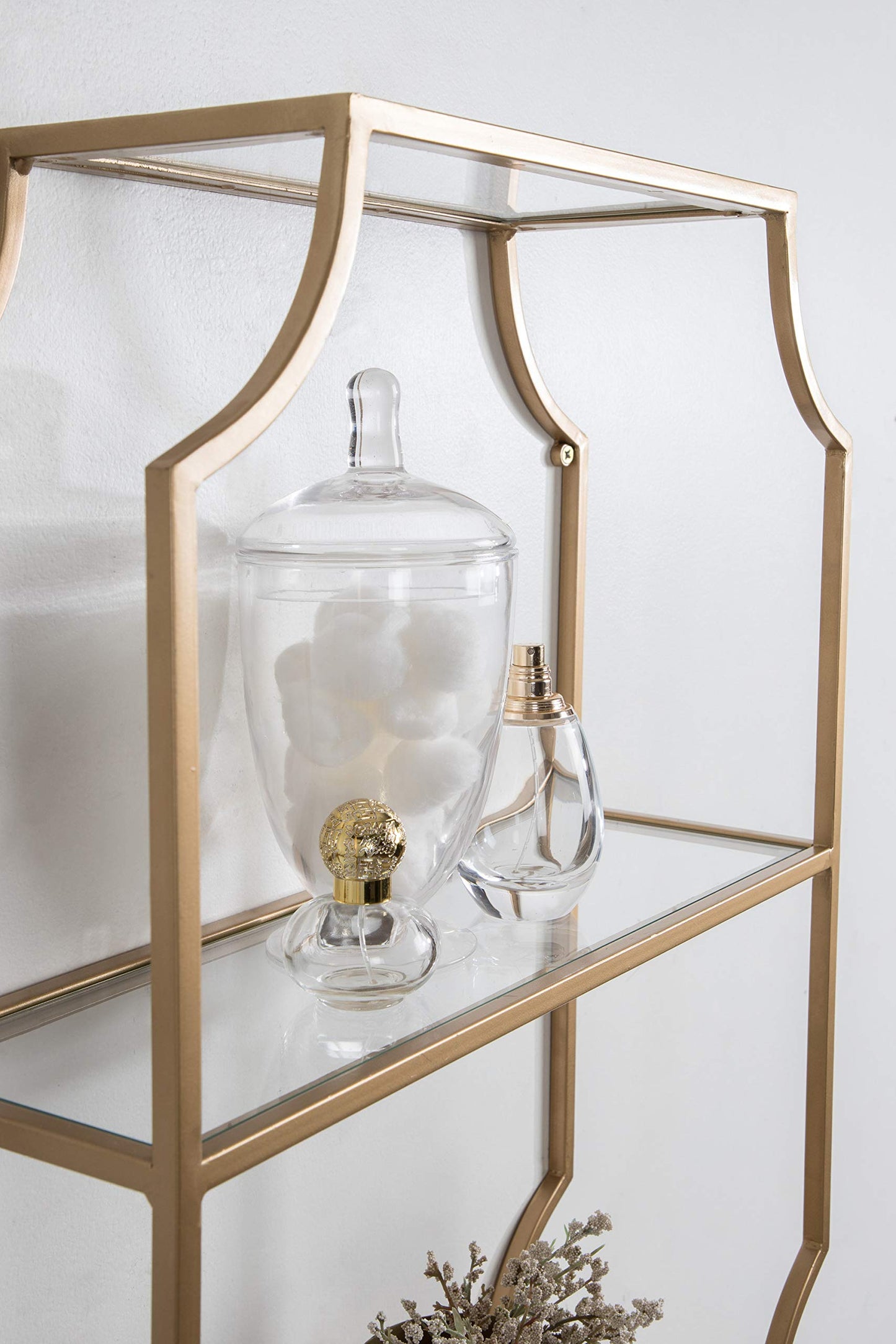 Kate and Laurel Ciel Glam Geometric Wall Shelf, 18 x 24, Gold, Decorative Shelves for Storage and Display
