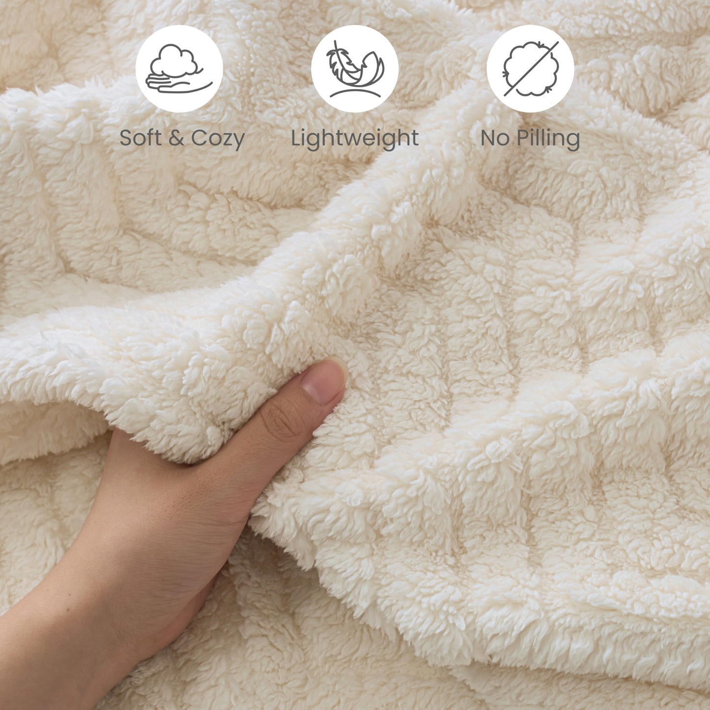 Joiedomi Queen Size Blanket for Bed, Soft & Warm White Fleece Blankets Gifts for Women Mom, Cozy Cute Soft Throw 90x90 Inches