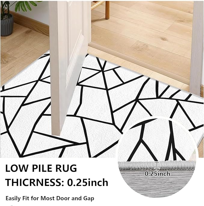 White and Black Rug - Black and White Rug, Geometric Area Rugs 5x6, Modern Abstract Rugs for Living Room Bedroom, Irregular Polygon Carpet Washable Non Slip Home Decor