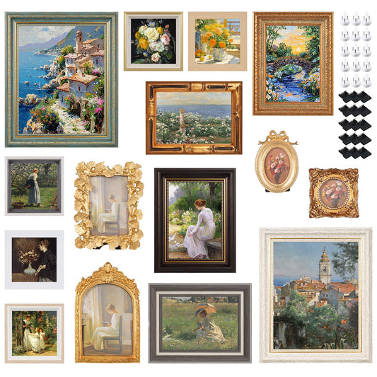 15 Pack Vintage Picture Frames for Wall or Tabletop Display Ornate Vintage Frames Gallery Wall Frame Set Vintage Wall Art for Gallery Bedroom Living Room Antique Photo Frame for Wall Décor