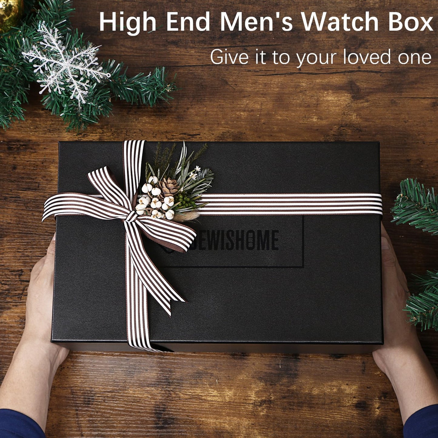 BEWISHOME Watch Box 12-Slot, Watch Case with Large Glass Lid