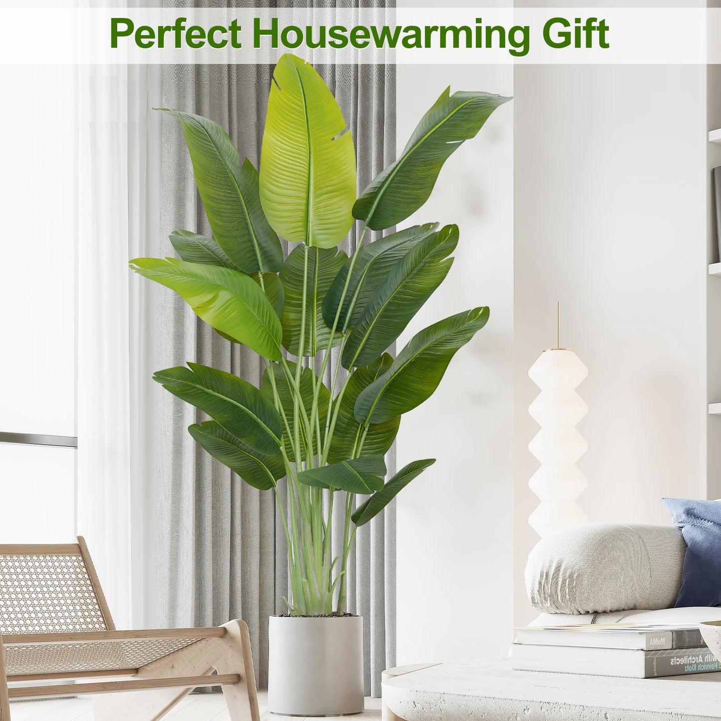 Keeplush Lifelike Bird of Paradise Artificial Plant,6.6ft Faux Banana Leaf Tree with 15 Trunks - Perfect Indoor Silk Floor Plant for Home Decor in Living Room, Office, and Bedroom